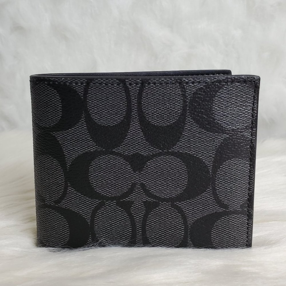 COACH COMPACT ID WALLET IN SIGNATURE CANVAS